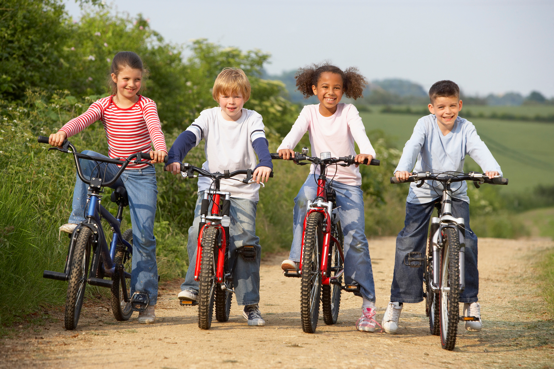 Kids riding bikes outdoors