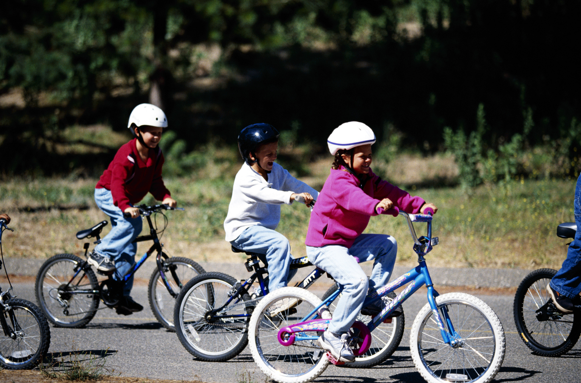 Kids riding bikes