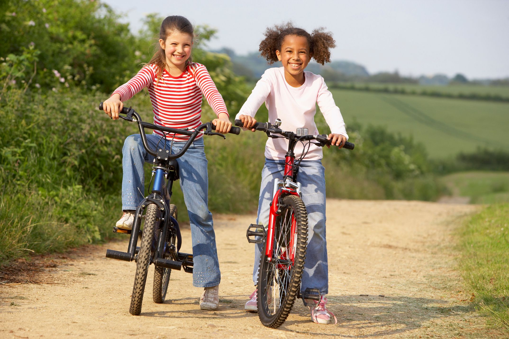 Kids riding bikes